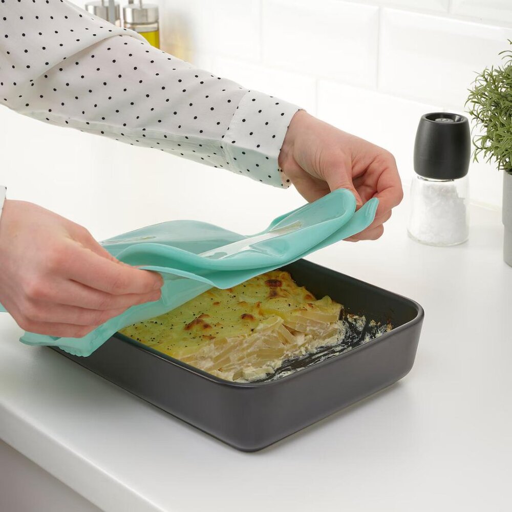 Ikea Overmatt 8"x12" Casserole Cover Silicone Storage Green - Picture 4 of 8